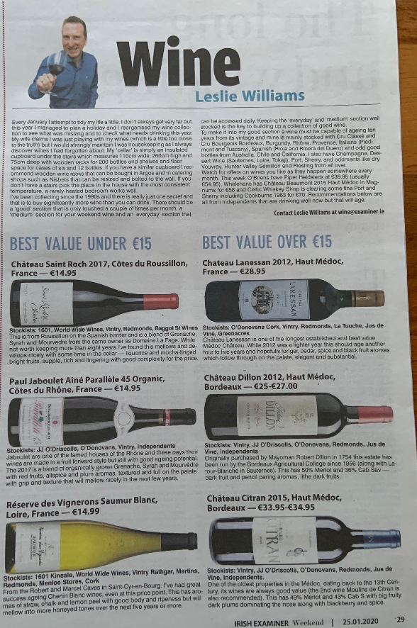 Mackenway Wines Recommeded by Leslie Williams at The Irish Examiner